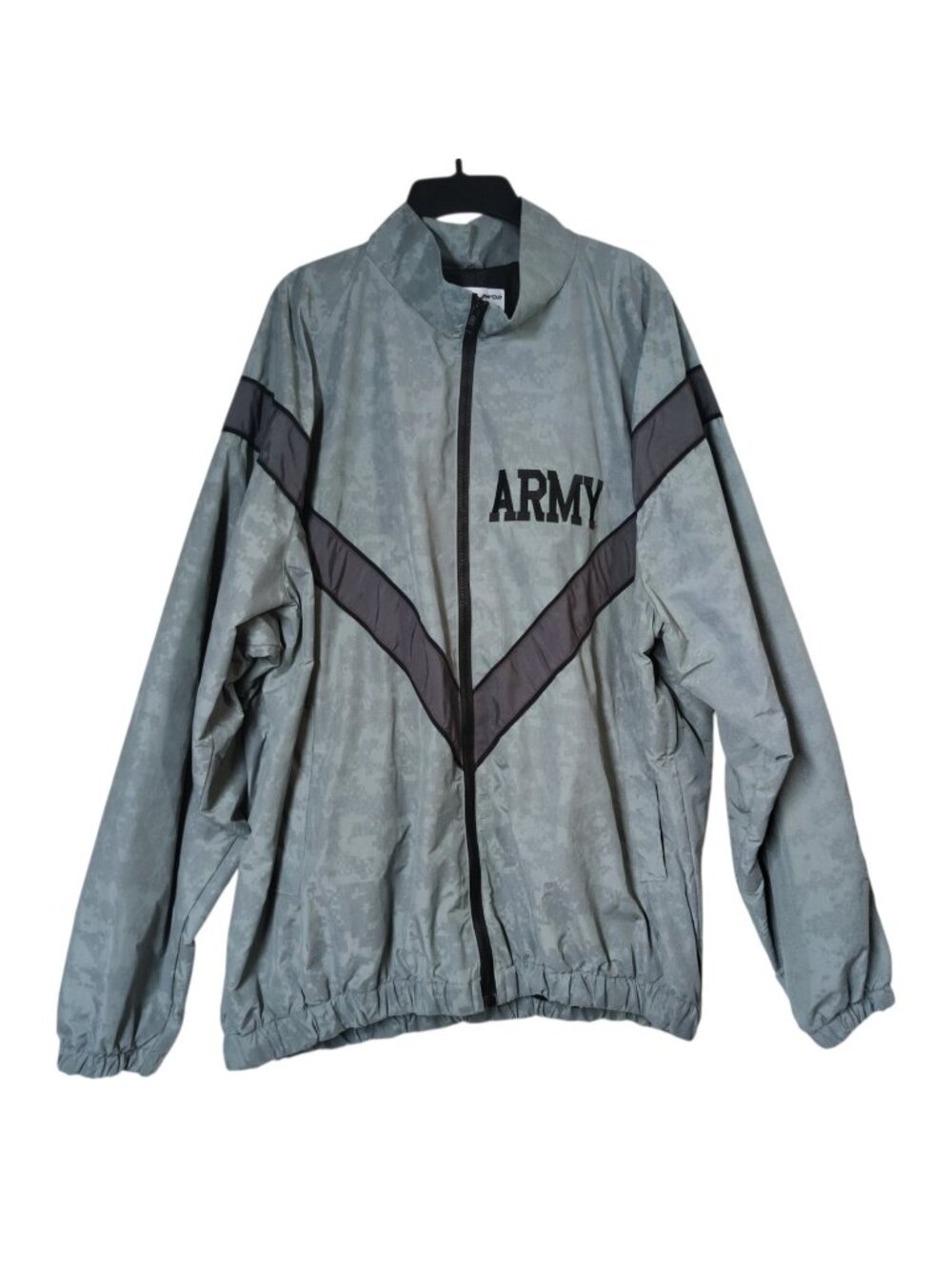 US Army PFU Jacket Large Long ACU Digital Camo Reflective Zip Windbreaker